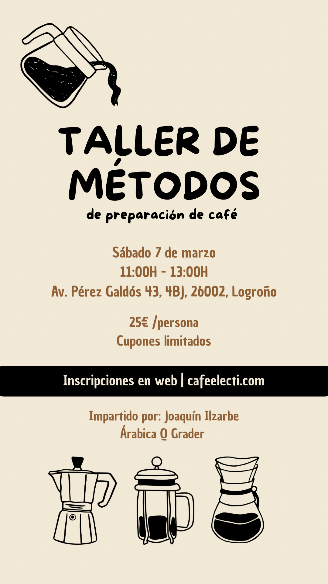 TALLER MÉTODOS PREPARACIÓN DE CAFÉ