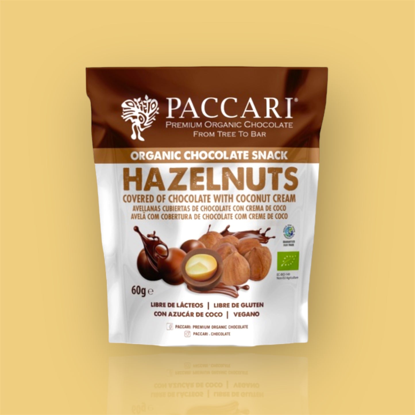 PACCARI -Avellanas Cubiertas de Chocolate con Crema de Coco