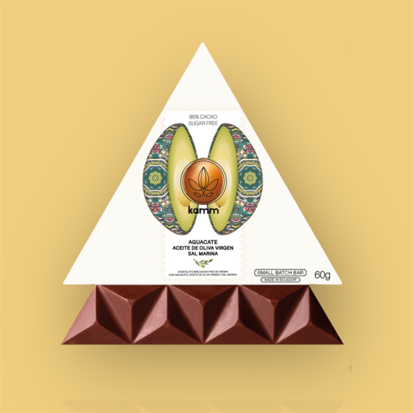 Kamm - Chocolate 85% Cacao con Aguacate, Aceite de Oliva Virgen y Sal Marina